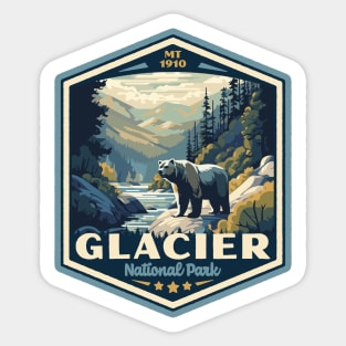 Glacier National Park Vintage WPA Style National Parks Art Sticker